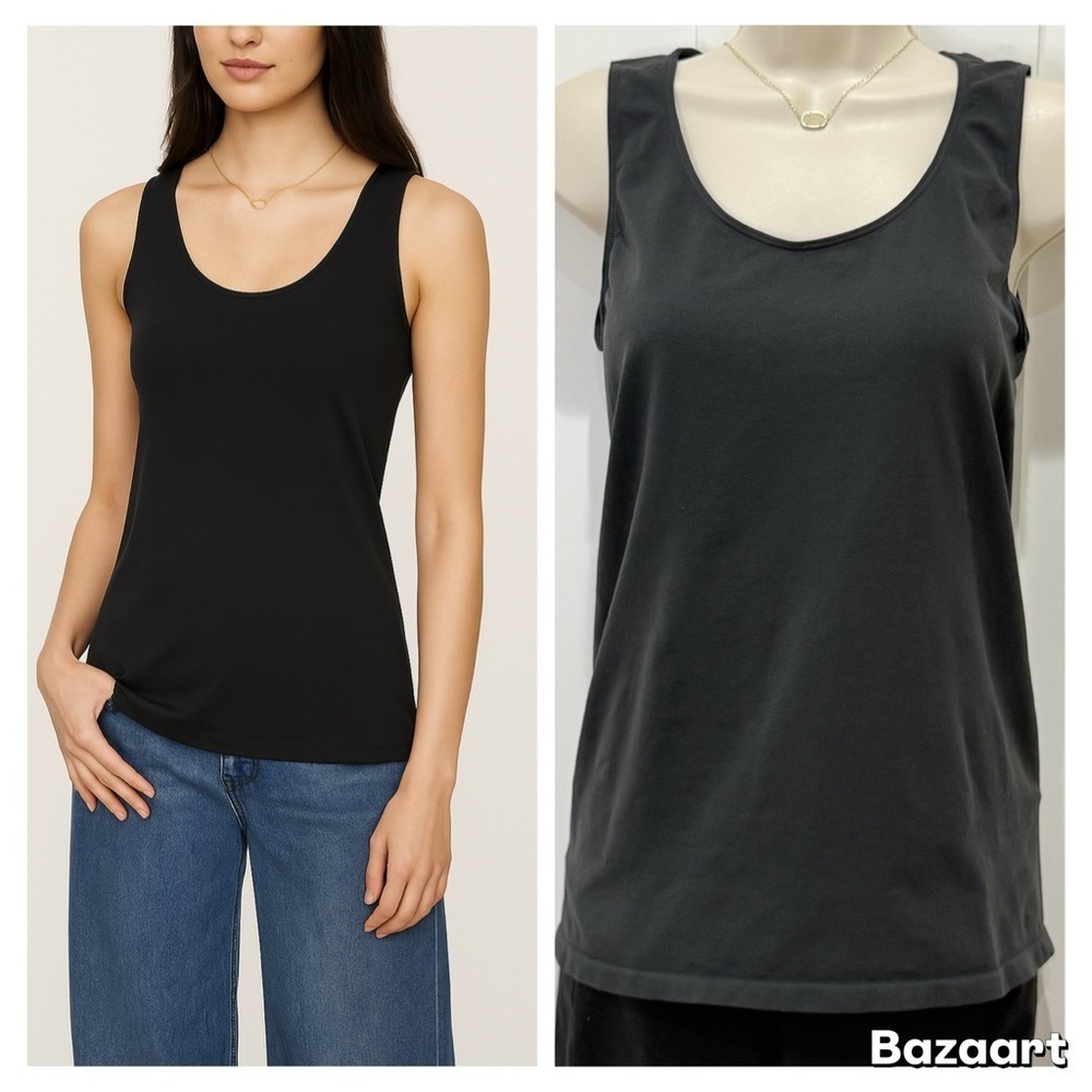 Saks Fifth Avenue Tank Top Medium Gray Stretchy Chic Minimal Classic Versatile